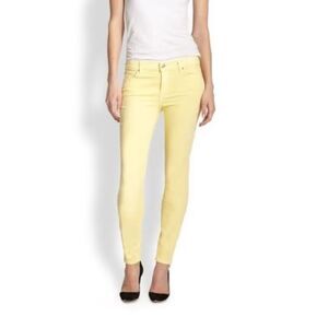 New 7 For All Mankind Yellow Skinny High Waist Ankle Stretch Jeans
